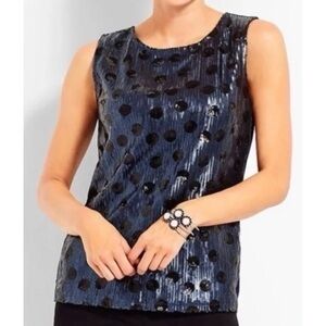 NWT RSVP by Talbots Sequin Polka Dot top Blue and Black Sleeveless NYE 3X new